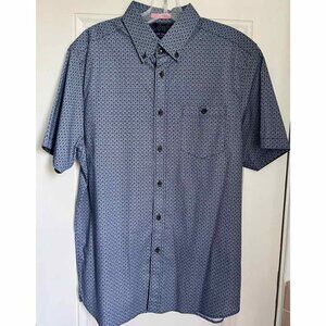 Ted Baker London navy small print short sleeve mens dress shirt. Size 4